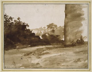 View of Shrubbery with a Wall on the right, c.1640